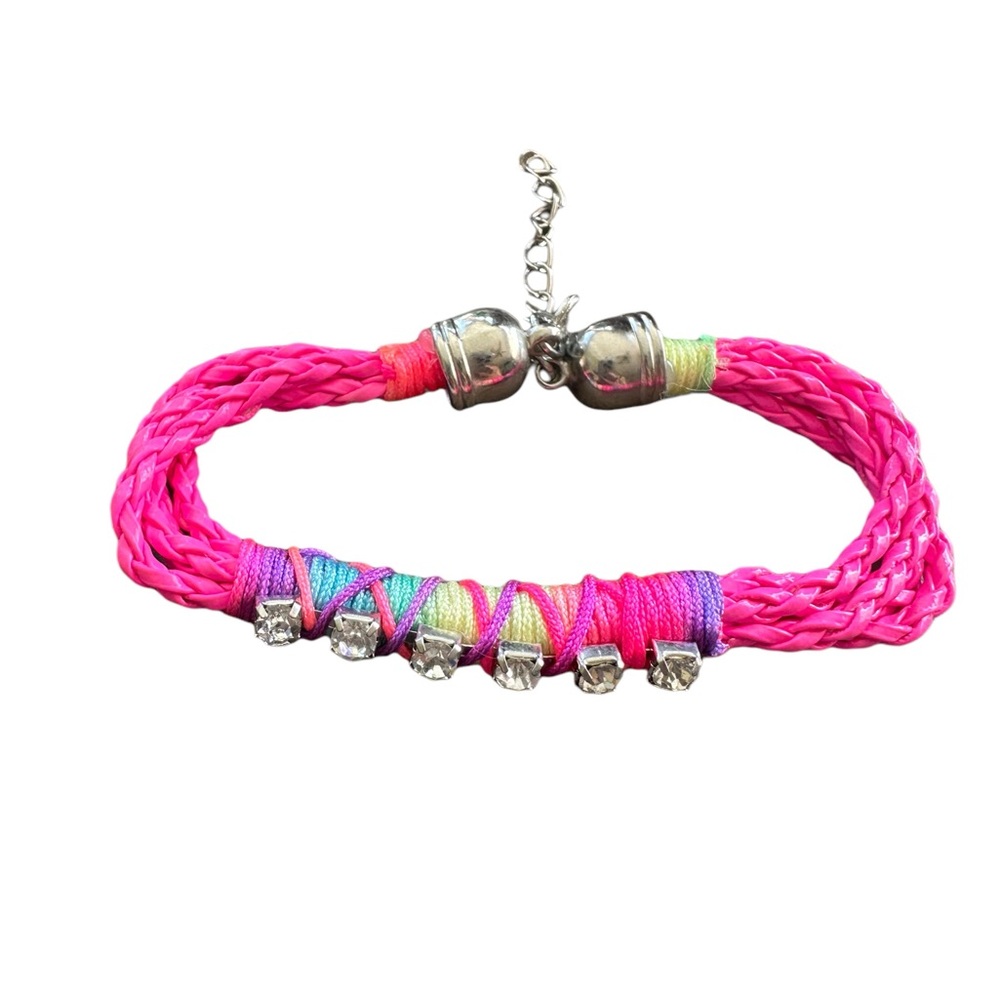 Hot Pink Braided Punk Woven Bracelet